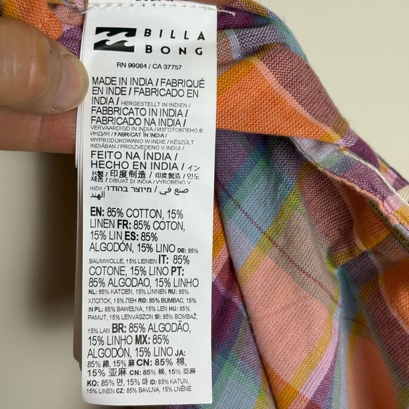 Billabong Multicolor Plaid Women's Capris - Picture 9 of 12